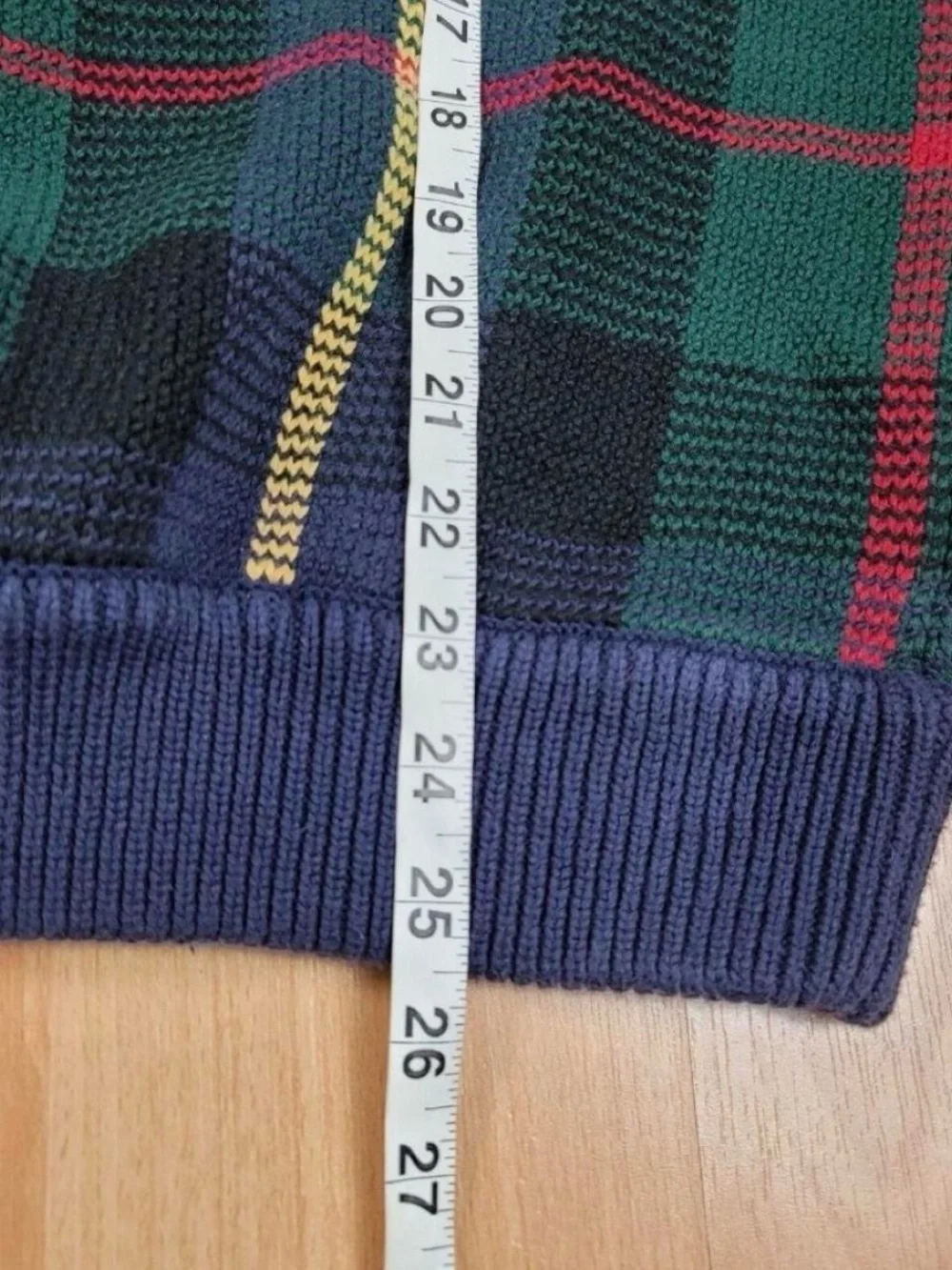 Tommy Hilfiger Green, Blue & Yellow Plaid Crewneck Sweater